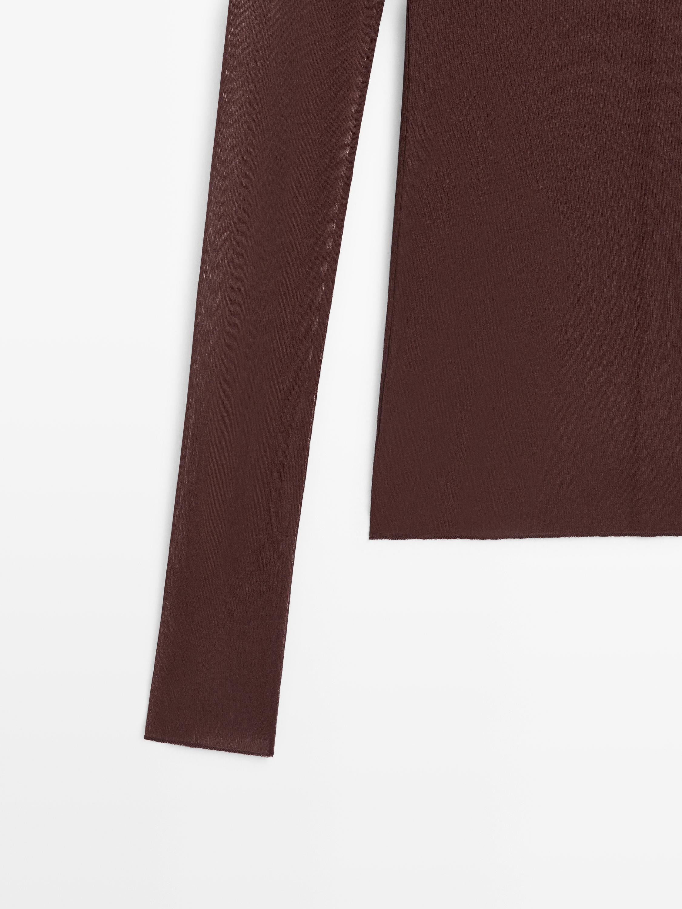 Long sleeve silk T-shirt